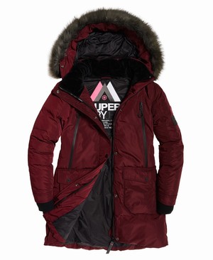 Superdry Antarctic Explorer Down Parka Női Kabát Bordó | SXARW8431